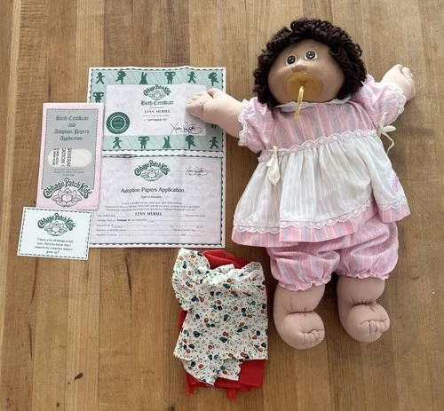Cabbage Patch Kids Doll Brown hair and eyes Adoption papers original clothes