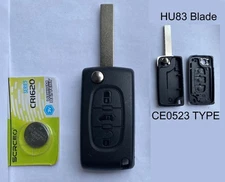 For Citroen DISPATCH Berlingo Peugeot Expert 3 Button Flip Key Fob Case+ Battery