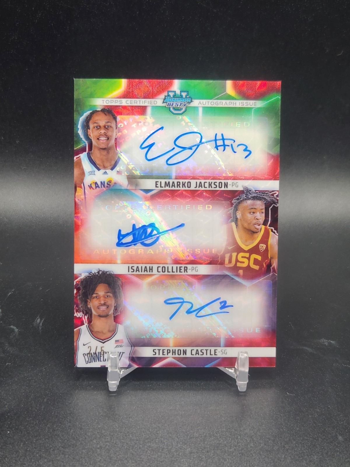 /5 Red Refractor Triple Auto 2023-24 Bowman Best U Stephon Castle Isaiah Collier