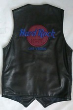 VINTAGE MADE IN USA HARD ROCK CAFE HOTEL LAS VEGAS LEATHER VEST SIZE 34
