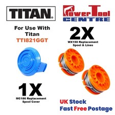 2x TITAN TT1821GGT Cover Cap + Spool for 18v Battery Trimmer Strimmer Fast Post