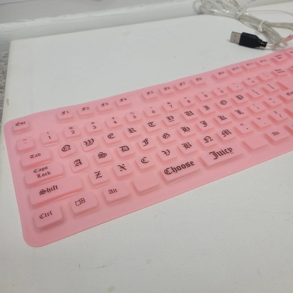 NEW Juicy Couture Pink Flexible Keyboard Royal Flexi Key Pad USB - Image 3 of 4