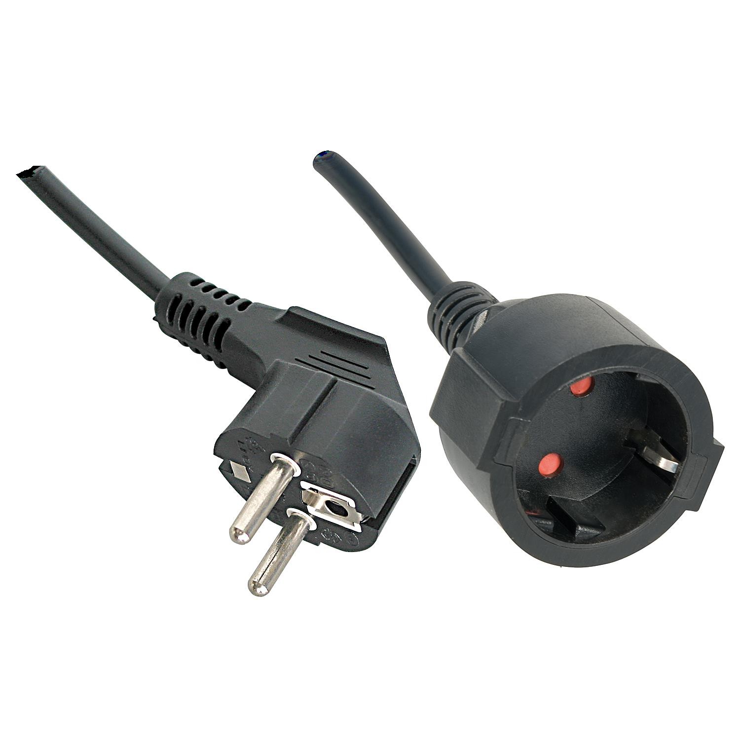 LINDY Rallonge secteur Schuko de 3m noire pour rallonger une alimentation électrique domestique