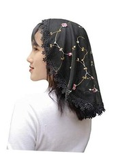 Lace Church Veil Headcovering for Women Black