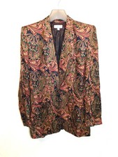 Vintage Talbots Size 8 Green Red Paisley Blazer Jacket One Button USA Made