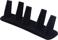 Black Velvet Ring Display, 5 Finger Ring Holder Stand Organizer for Jewelry Disp