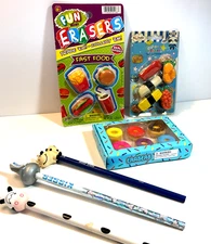 JaRu Sunde Office Depot Donut Food Erasers with Kisses and Cow Pencils