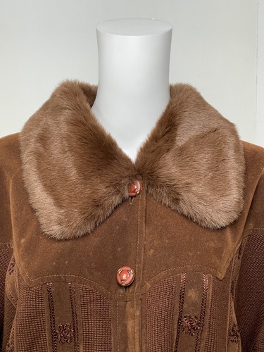 Chaqueta para mujer KLASSIQUE vintage NUEVA talla única marrón lana terciopelo PVP £79 - Imagen 4 de 12