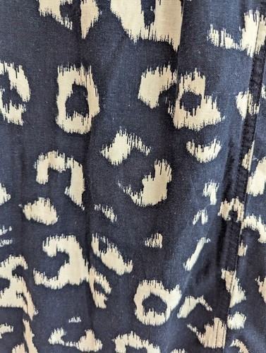 M&S Skirt Linen Rich Size 22 BNWT Navy Animal Print Drawstring Elastic Waist - Picture 10 of 12