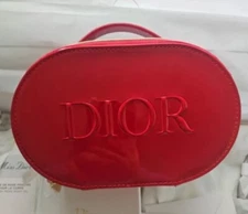 DIOR BEAUTY RED COSMETIC MAKEUP BAG POUCH With Handle 