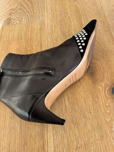 Isabel Marant Black Leather Ankle Boots with Suede & Studded Toes Size 38 - Picture 9 of 10