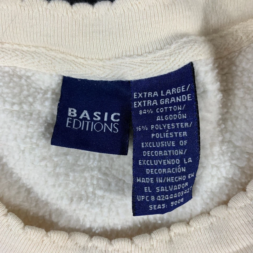 VTG Basic Editions Sweatshirt Womens XL White Pullover Embroidered Holiday 90s - Image 4 of 4