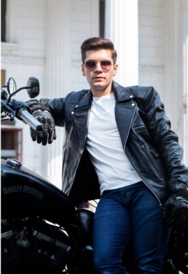 Veste En Cuir Véritable GUESS Style Terminator Rétro - Taille M - Occasion Très Peu Portée