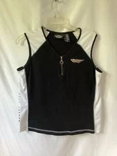 Harley Davidson Women’s Black & White Panels Racer Style 1/4 Zip Top Size XL
