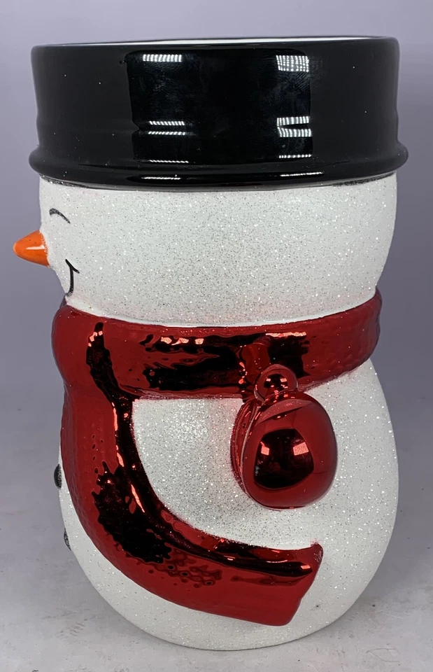 GLITTER SNOWMAN 3-WICK CANDLE HOLDER/pedestal Bath & Body Works 8” - Image 2 of 4