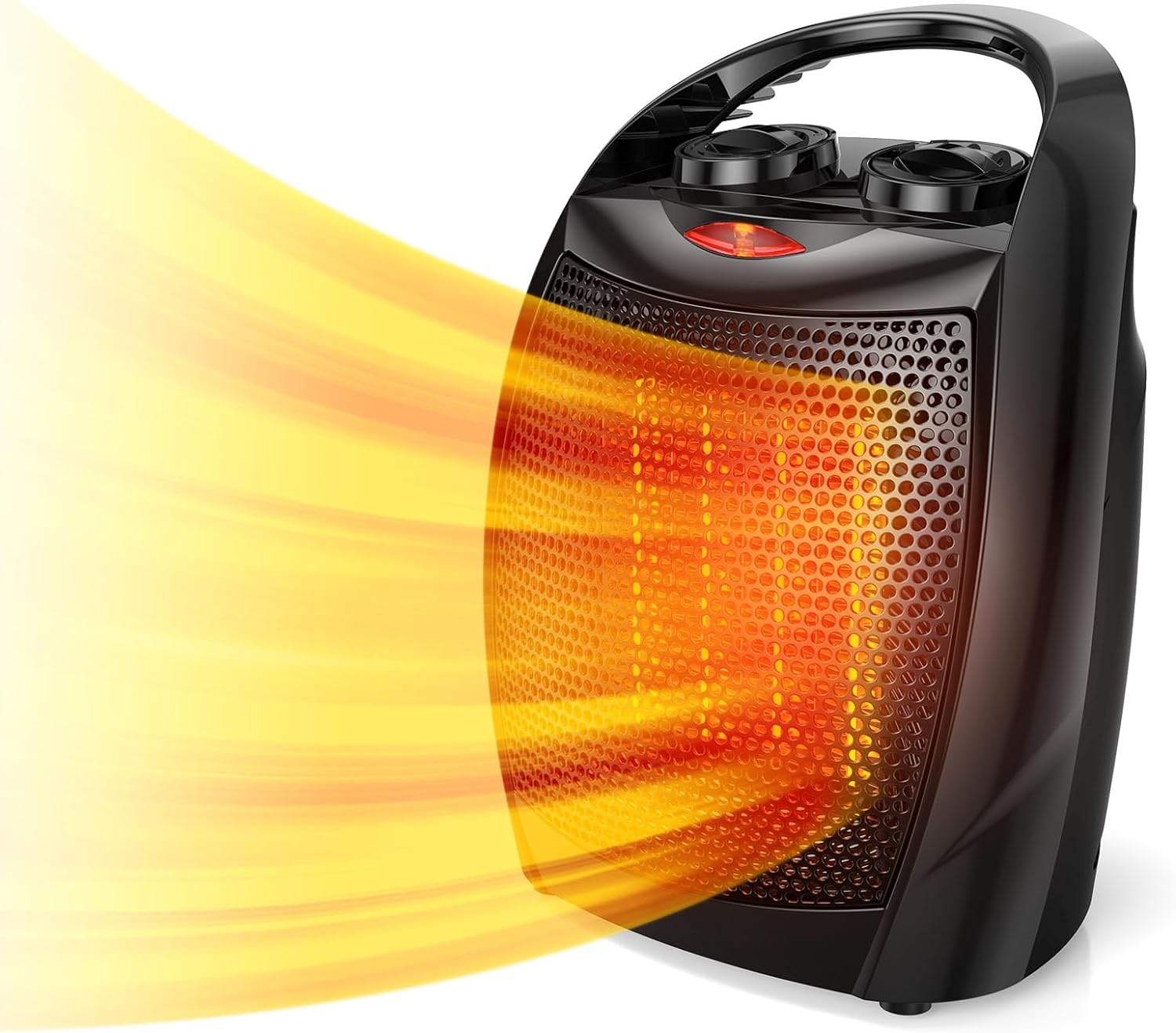 Small Space Heater, 1500W Electric Heater, PTC Fast Heating Ceramic Heater w/ 3