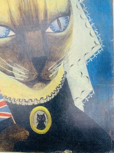 John Noble Art Print Reproduction British Royal Cat Wearing Tiara - Picture 2 of 9