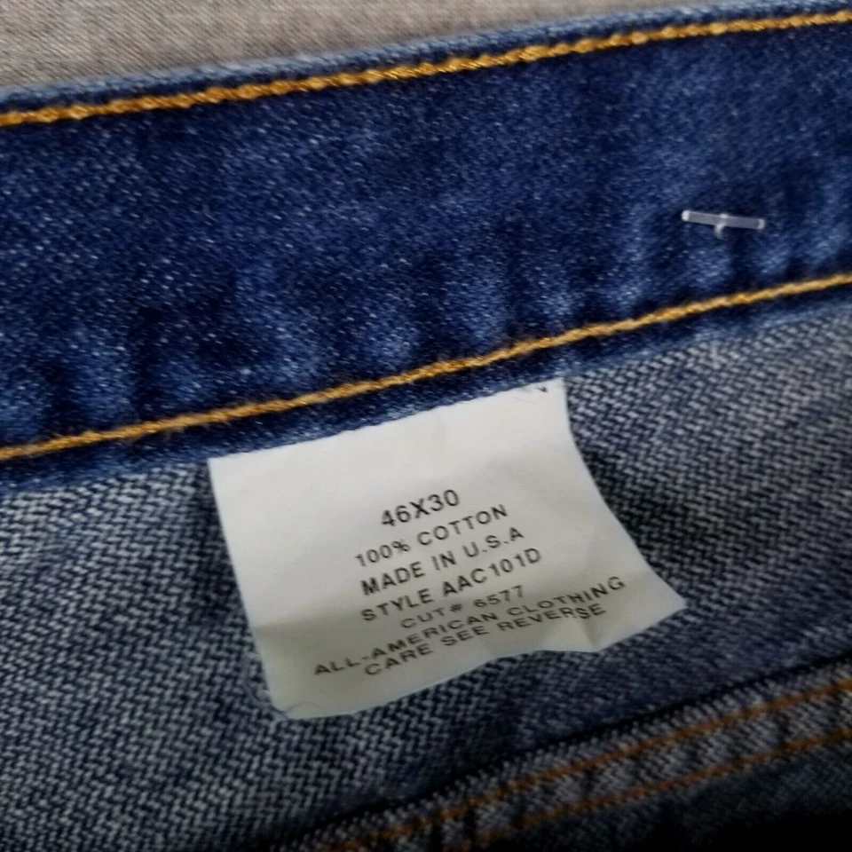 Pantalones de trabajo All American Jeans 46x30 HECHOS EN EE. UU. Calidad Denim pesado lavado oscuro Foto 3 de 4