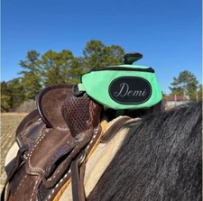 Personalized Horse Saddle Bag, Green Pommel Bag, Horse Tack, Saddle Accessories