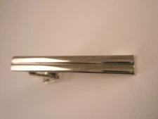 1-5/8" Horizontal Split Silver Tone Vintage SMALL Tie Bar Clip simple basic