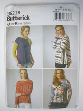BUTTERICK Sewing Pattern B6218 Misses' Pullover Loose Fit Top Size 8-16 uncut