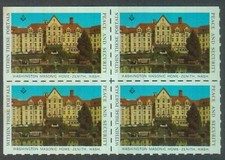 Freemasonry Masonic Lodge Washington Masonic Home Block of 4 MNH Cindrella