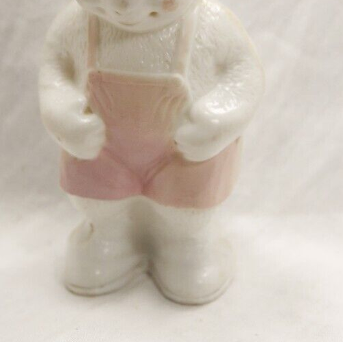 Vtg Irwin White Easter bunny dressed pink baby rattle 1950's hard plastic - Picture 3 of 8