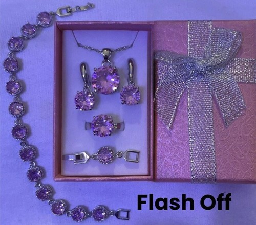 Gorgeous Pink Tourmaline Necklace, Dangle Earrings, Bracelet, & Ring Size 8 Set - Picture 6 of 9