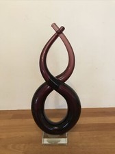 Murano Style Purple Glass Sculpture Swirl Ornament Home Decor