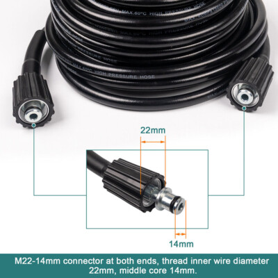 #ad 50 FT High Pressure Washer Hose 5800 PSI M22 14MM Power Washer Extension Hose US $19.59