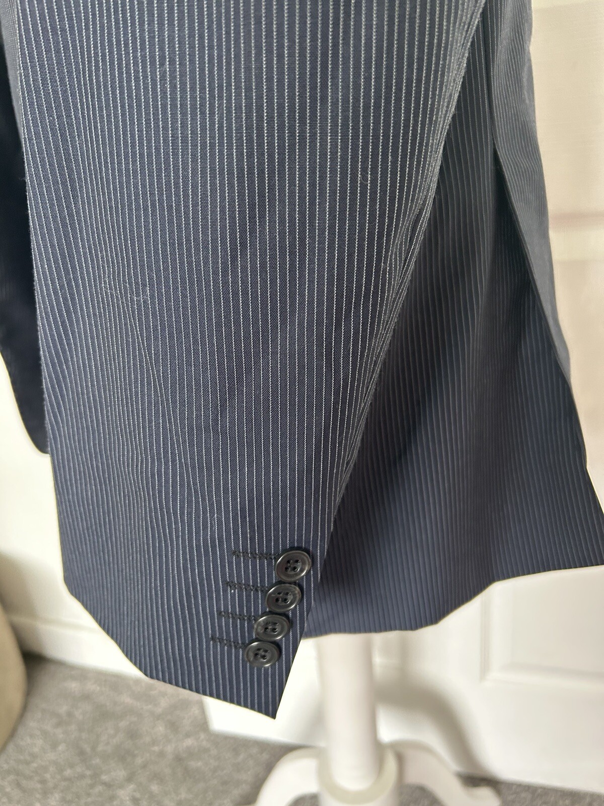 Marks And Spencer’s Savile Row Inspired Navy Pinstripe Pure New Wool