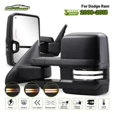 SIZIOM Power Heated Tow Mirrors For 2009-18 Dodge Ram 1500/2500/3500 Left+Right