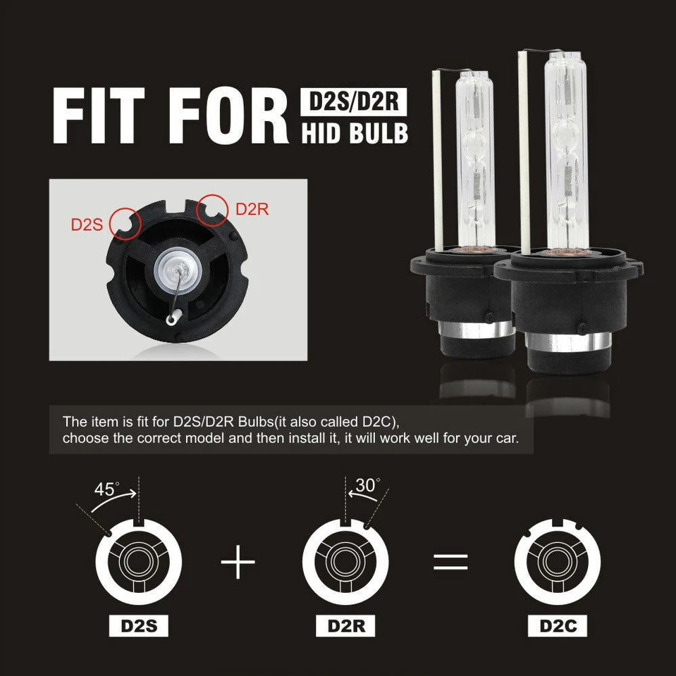 Set of 2 6000K D2S D2R D2C HID Xenon Bulbs Factory Headlight HID Replacement - Image 2 of 4