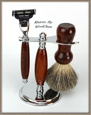 Shaving Razor Set Handmade Rare Snake Wood Art 356