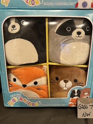 Original Squishmallows 4 Pack Boxed Set Animals Chip, James, Rocky & Skyler HTF