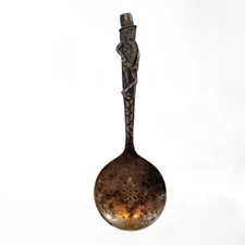 Vintage Carlton Silver Plate Mr. Peanut Serving Spoon Planter's Peanut 5.25"tall