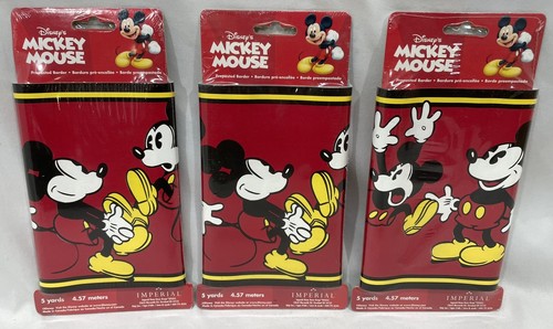 3 - Vintage Disney Mickey Mouse Wall Paper Border 15 Yards Total! Imperial Home