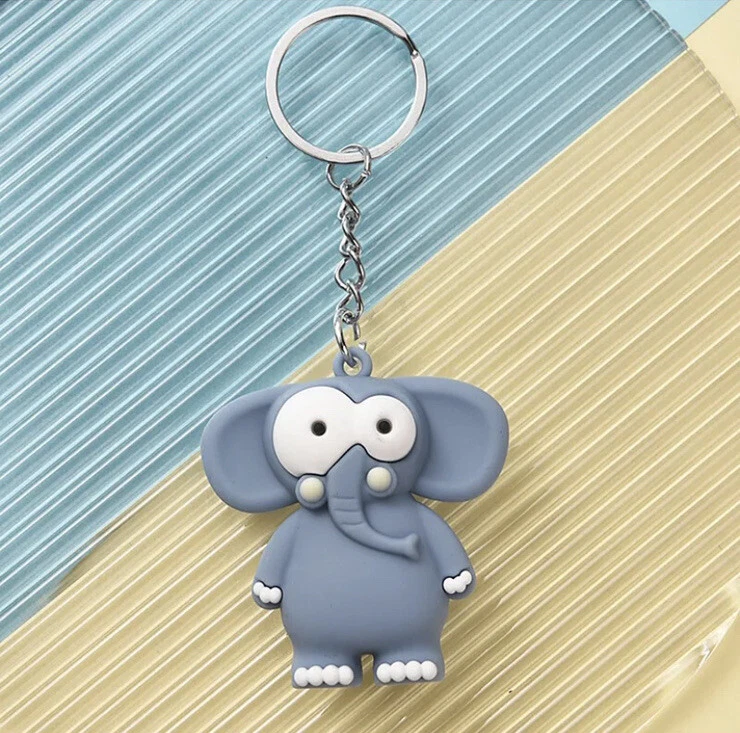3D Cute Cartoon Eye Elephant Doll Keychain Animal Key Women Bag Gifts Pendant - Image 2 of 4