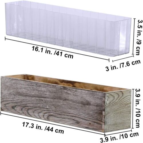 1 Pcs Wood Planter Box Rectangle Whitewashed Wooden Rectangular Planter Decor - Picture 2 of 5