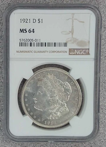 1921-D Morgan Silver Dollar NGC MS64 (011)