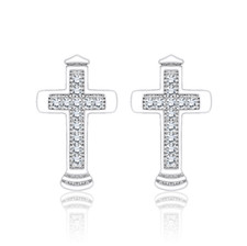 925 Sterling Silver Post Men Ladies Cross Stud Earrings Gift Box S9