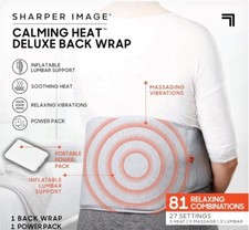 Sharper Image Massaging Calming Heat Deluxe Back Wrap PORTABLE Power Pack Bonus