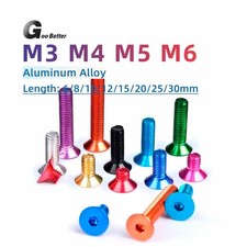 10pc M3 M4 M5 M6 Aluminum Countersunk Bolts Allen Screw Anodised Hex Head Screws