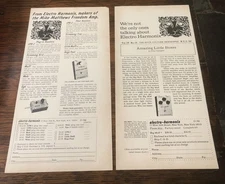 Lot of 2 Vintage 1972 Electro-Harmonix Ads - Magazine Print Ads