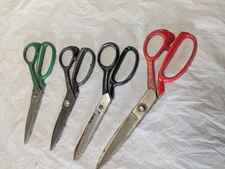 4 Pr Old Metal Scissors Shears Hand Sew Sewing Cutting Tools