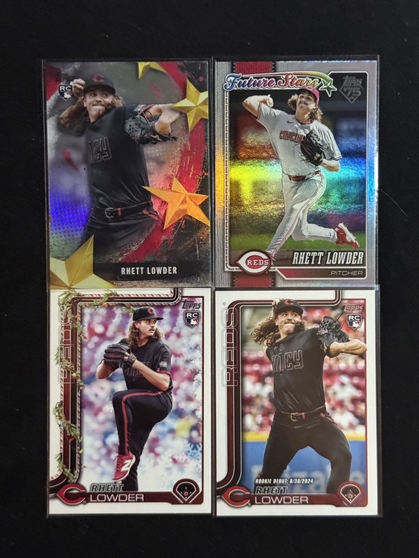 Rhett Lowder RC 4 Card Lot - 3 RC Rookie Cards + 1 Future Stars Inserts - Reds