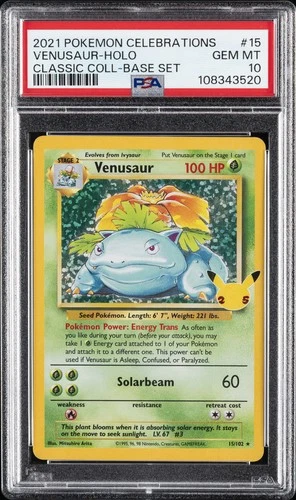 2021 POKEMON CELEBRATIONS CLASSIC COLLECTION #15 VENUSAUR-HOLO PSA 10