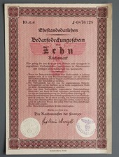 Ehestandsdarlehen Reichsminister der Finanzen 1933 10 Reichsmark