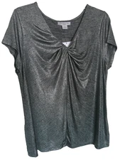 Women Top Blouse Size 1X Liz Claiborne Twist-Front Lightweight Glacial Glow