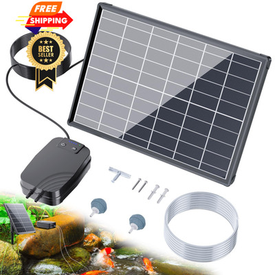 Biling 8W Solar Pond Aerator, 4400mAh Battery Backup Aerator for 